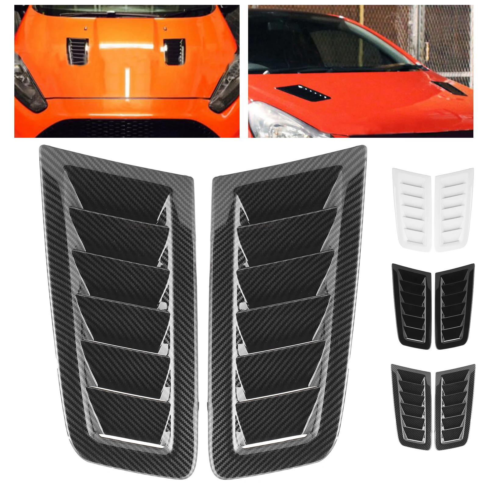 Hood Vents 2pcs Universal Car Bonnet Air Vent Trim ABS Engine Hood Air Outlet Cover Fit For Focus RS MK2 Style
