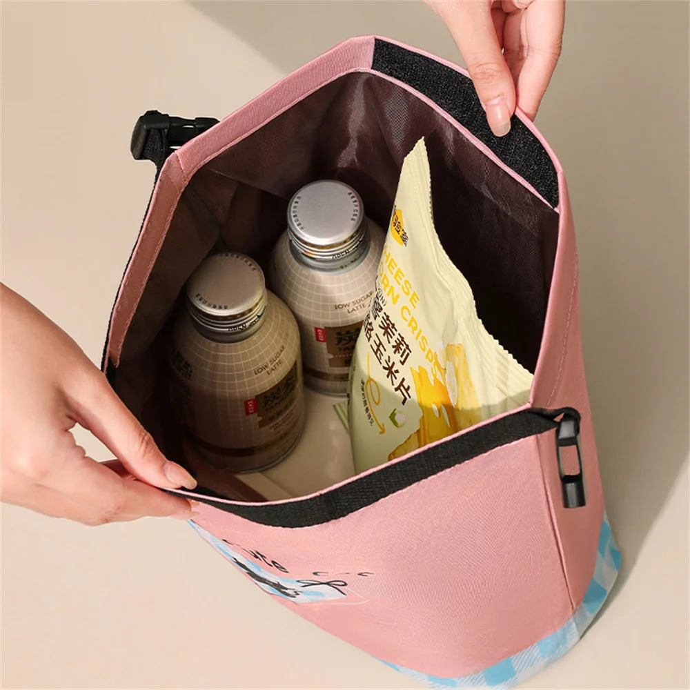 Cute Cherry Cat Lunch Bag Thermal Insulation Lunch Box Storage Handbag Multifunctional Kid School Cooler Bag Picnic Food Pouch