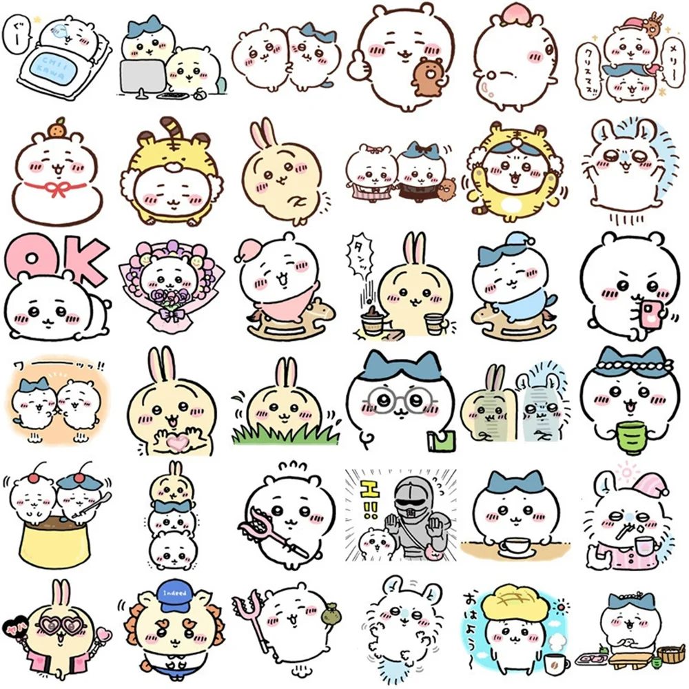 60/100pcs Cute Chiikawa Stickers Cartoon Kawaii Anime Decals For Kids Laptop Luggage Scrapbook Water Bottle Stickers Kids Toys 3