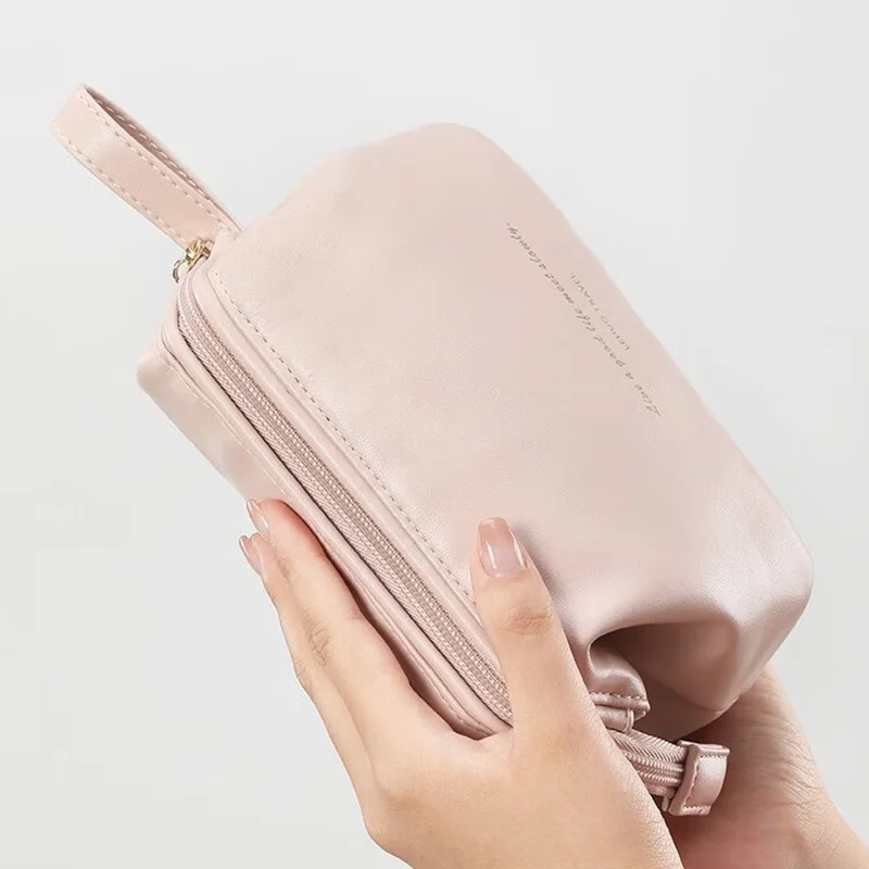 Elegant PU Leather Makeup Pouch, Portable Minimalist Toiletry Bag for Everyday & Travel 5