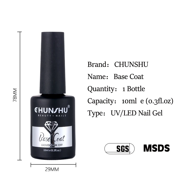 CHUNSHU 10ML Strong Base Coat Long Time Lasting Base Gel Nail Polish Transparent Fast Dry Nail Primer Prep Manicure Tools