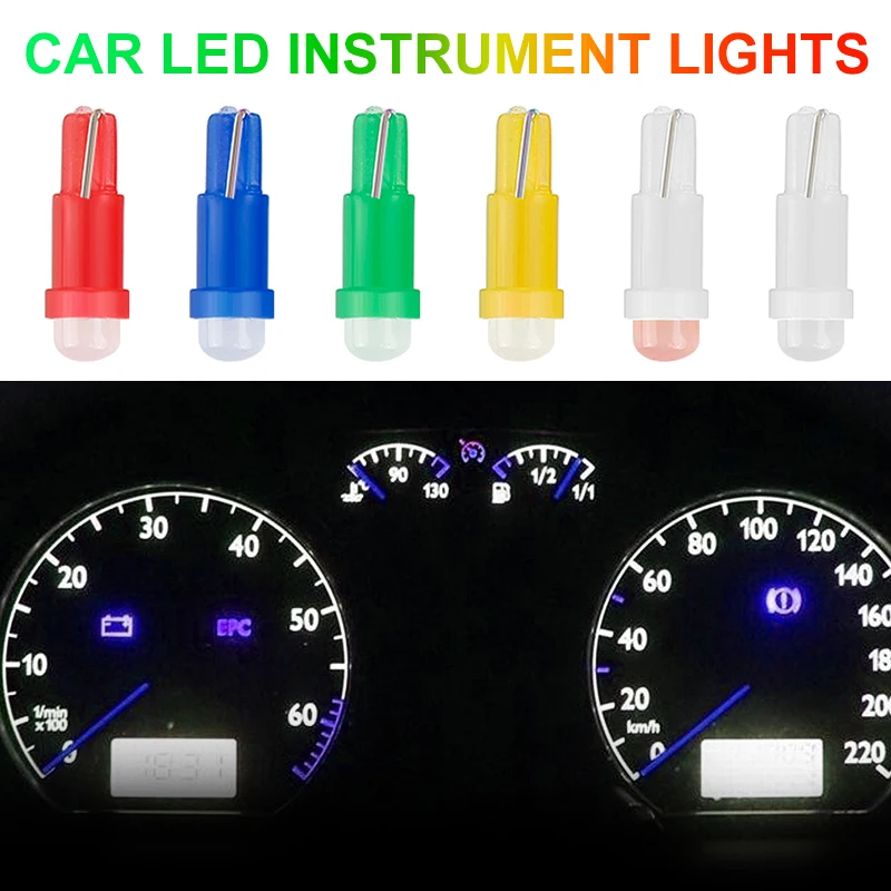 

10 Pcs T5 COB Car led lights,Automobiles Accessories 1W Easy install Auto Interior Indicator Bulb Signal Lamp Accessories