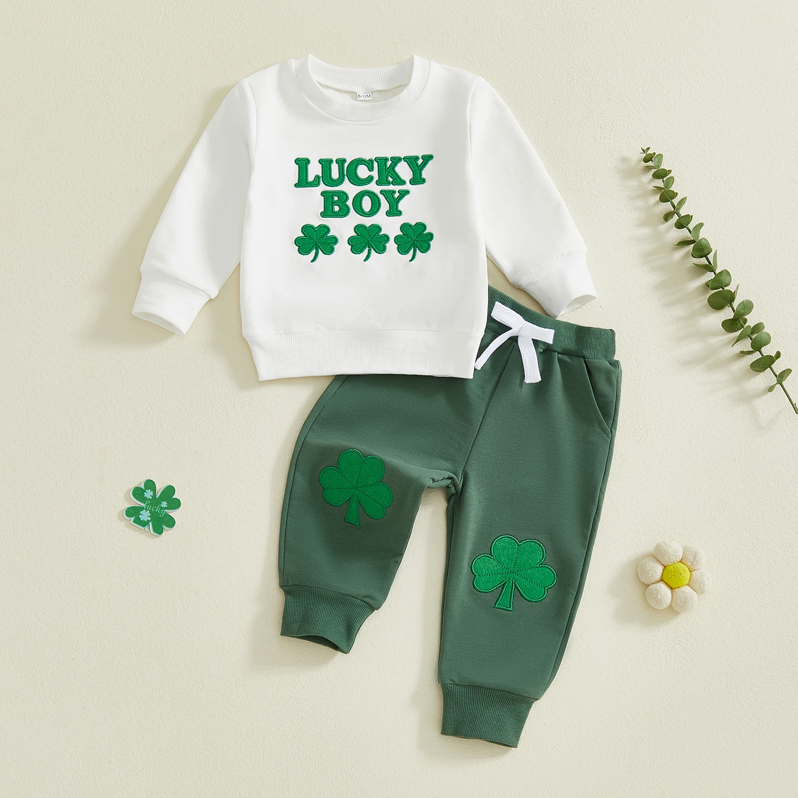 Baby Girl St Patrick s Day Green Shamrock Ruffle Romper and Headband 2 Piece Set for Infant Toddler Spring Outfit