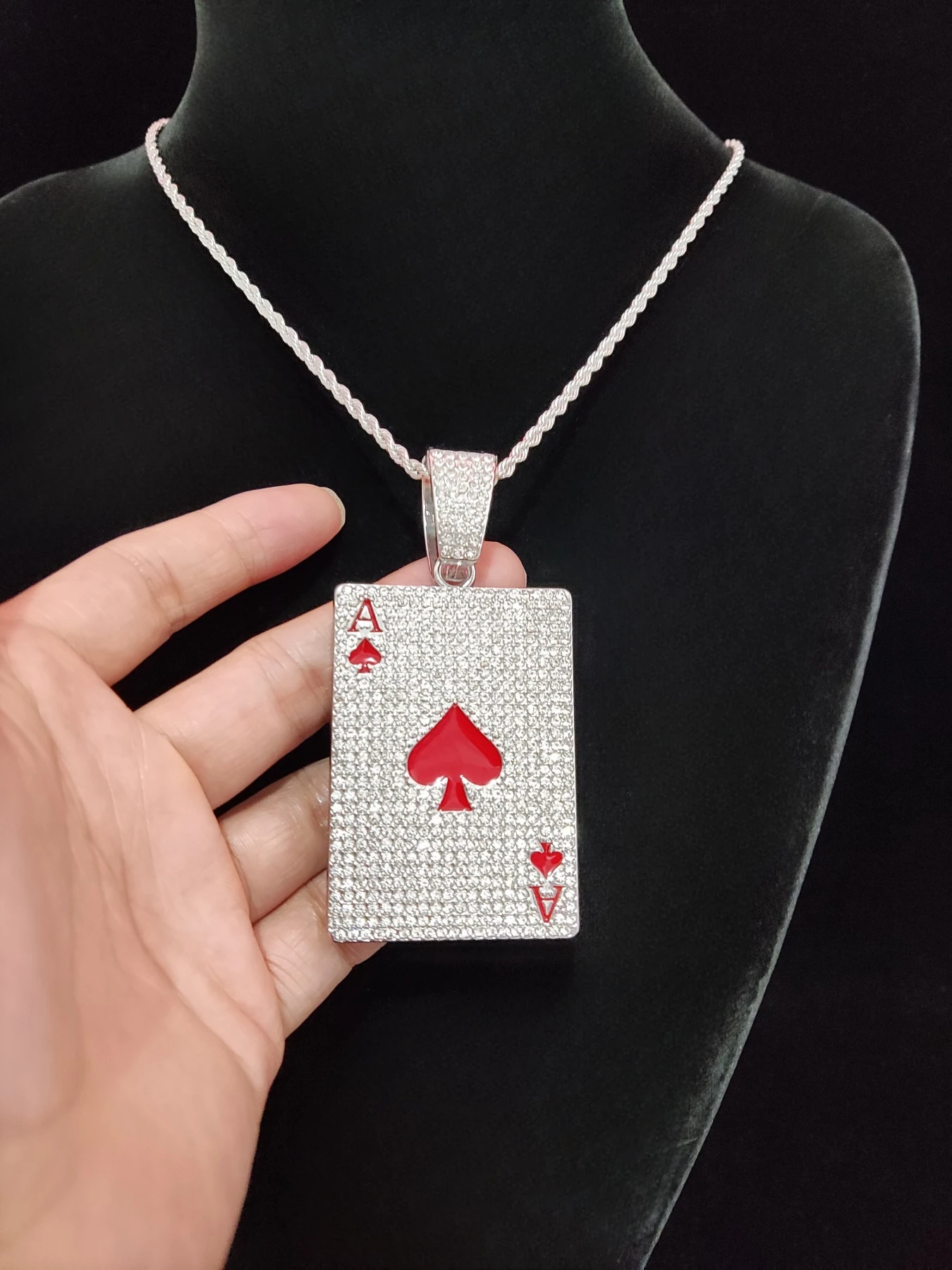 Men Women Hip Poker Hop Pendant Necklace with 13mm Cuban Chain Hiphop Iced out pendants Necklaces Fashion Punk Jewelry Gifts