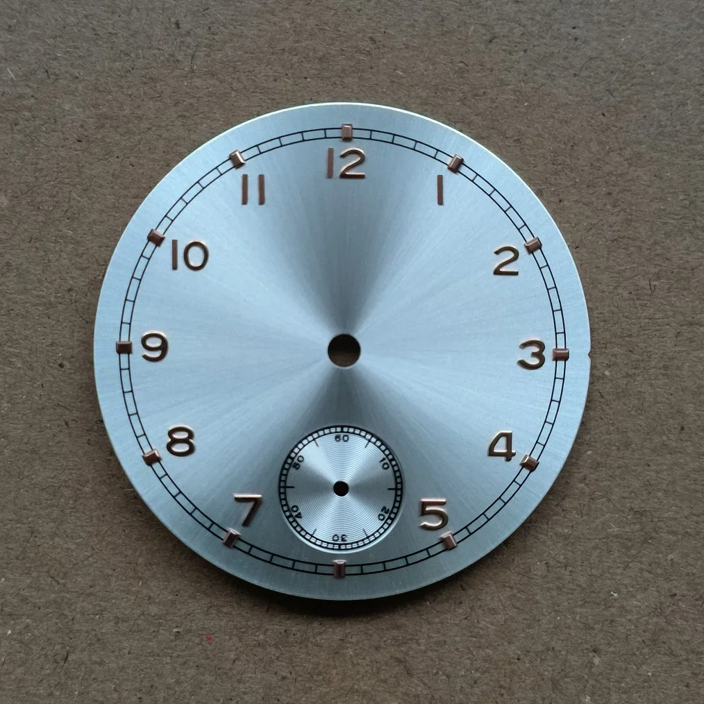 none 37mm Watch dial Watch accessories silver dial Rose gold number Thickness 0.4mm Suitable for ETA6498 ST3621 movement