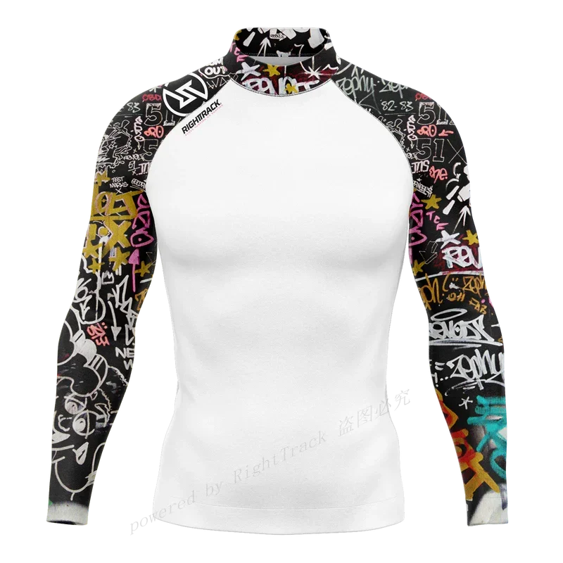Men's Surfing Shirt Sunset Camo Lycra Rashguard RIGHTTRACK For Surf Sportswear Beach UV Swimwear UPF50 Clothes