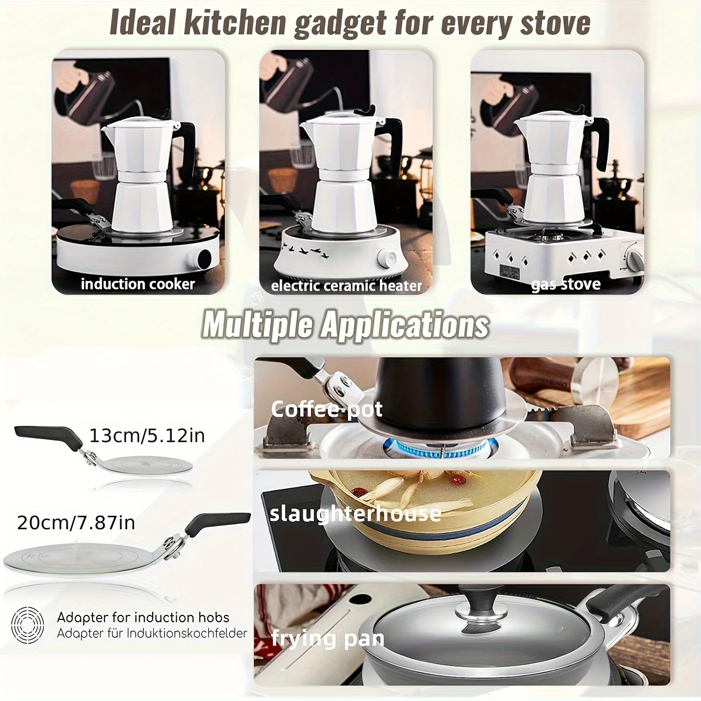 Stainless Steel Heat Conduction Plate Heat Diffuser Cooking Induction Adapter Coffee Kettle Stovetop Electric Gas Plate Board