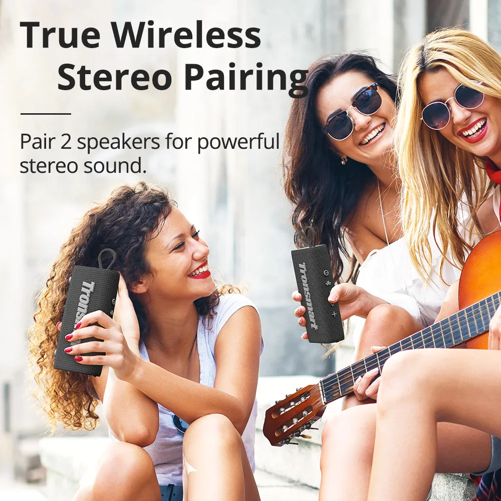 US $21.99 - 25.29 Tronsmart Trip Bluetooth 5.3 Speaker Dual-Driver Portable Speaker without lag with 20 Hours Playtime,IPX7 Waterproof for Outdoor