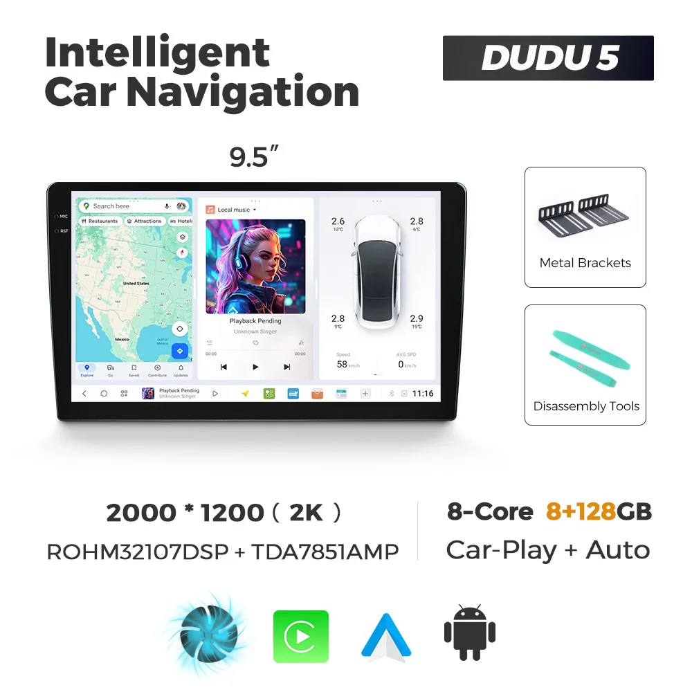DUDU4 Android Car Stereo For Honda Civic 2016-2021 - 9.5" Touchscreen, 4GB/64GB, Wireless CarPlay/Android Auto - View #7