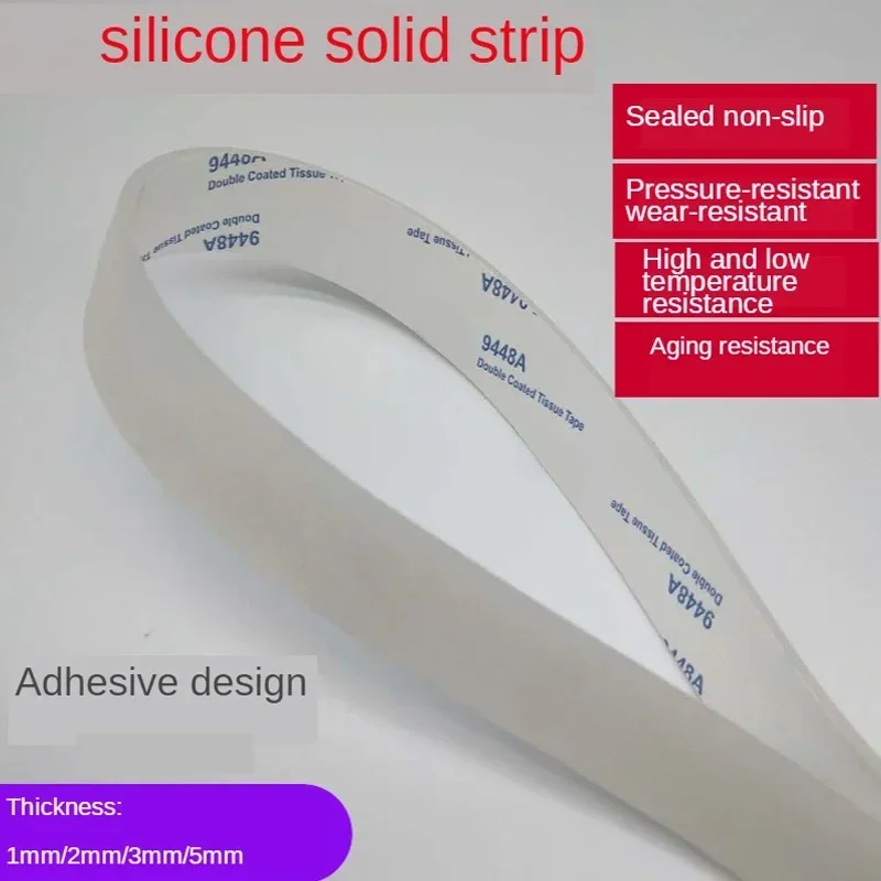 Silicone Rubber Strip Self Adhesive Seal Gasket 2M 5M 1mm 2mm 3mm 5mm Thickness 10mm 15mm 20mm 30mm 40mm 50mm Width door seal strip,sealing strip tape,waterproof tape,window seal strip,sealing tape,sealing strip,rubber seal strip,rubber door weatherstripping,silicone seal strip,edge banding strip