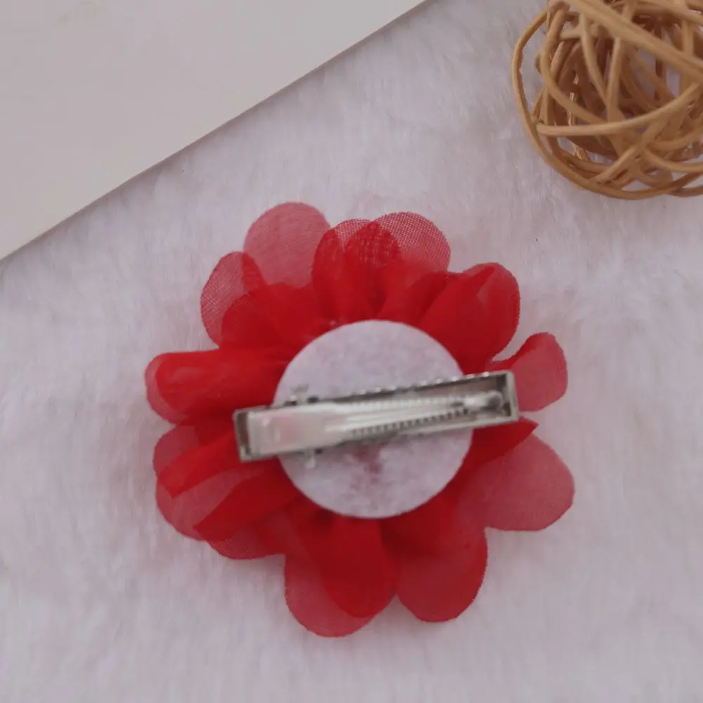 5 cm satijnen mini DIY bloemen voor kinderen, boetiek, chiffon bloemen, kerst- en bruiloftshaarclips voor meisjes (of zonder clips), accessoire, 30 stuks/lot_voghion.com