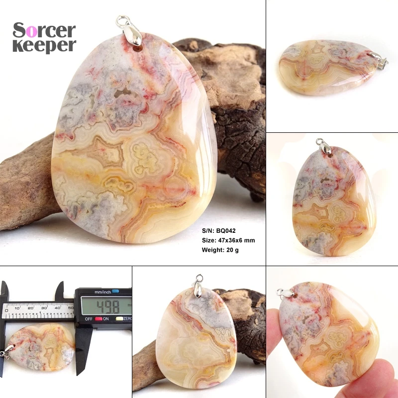 

Real Natural Crazy Lace Rosetta Agate Gem Stone Pendant Ornament Handicraft Making Jewelry DIY Crystal Necklaces for Gift BK312
