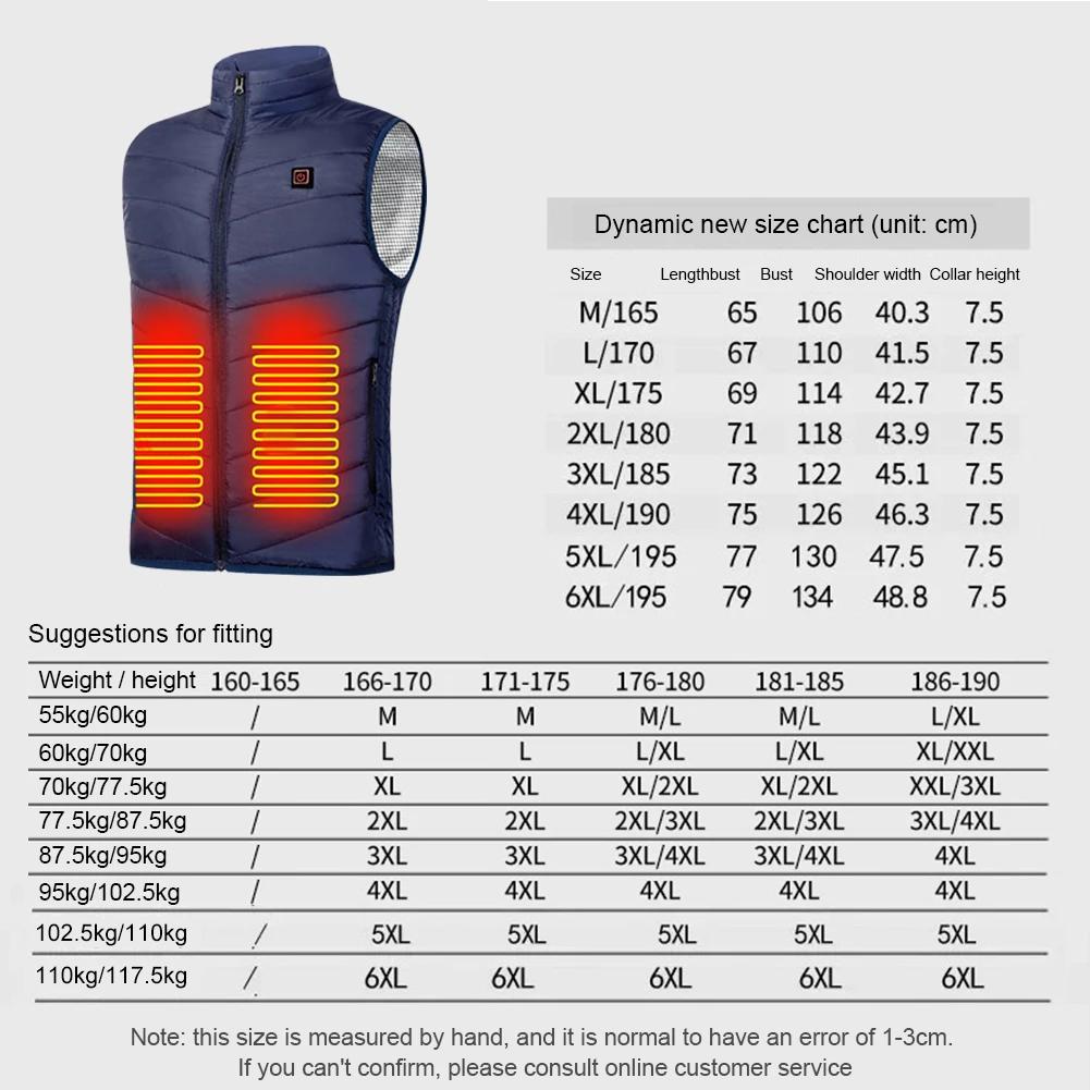 Thermal USB Electric Heating Vest 9 Area For Camping Men Women