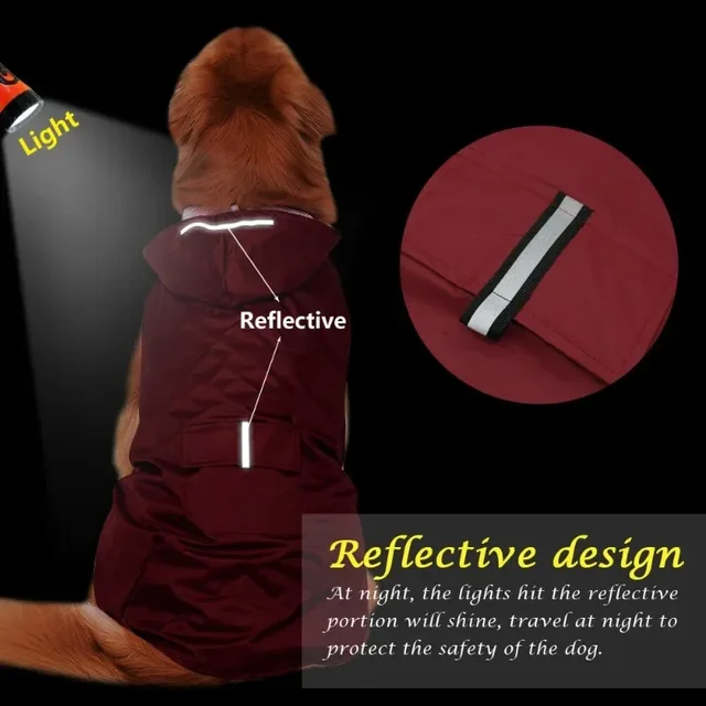 9 Sizes Dog Raincoat Small Medium Large Dogs Waterproof Hooded Jacket Rain Clothes with Reflective Stripe Outdoor Accessories 5