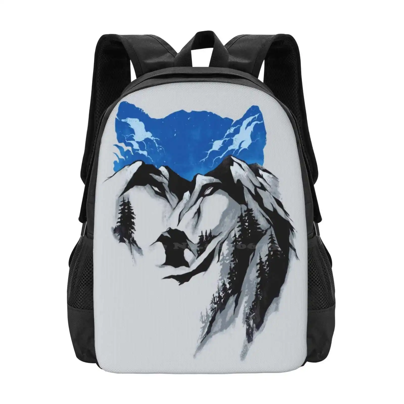 

The Mountain School Bag Big Capacity Backpack Laptop Wolf Mountain Fantasy Forest Digital Carbine Animal Wild Negative Space