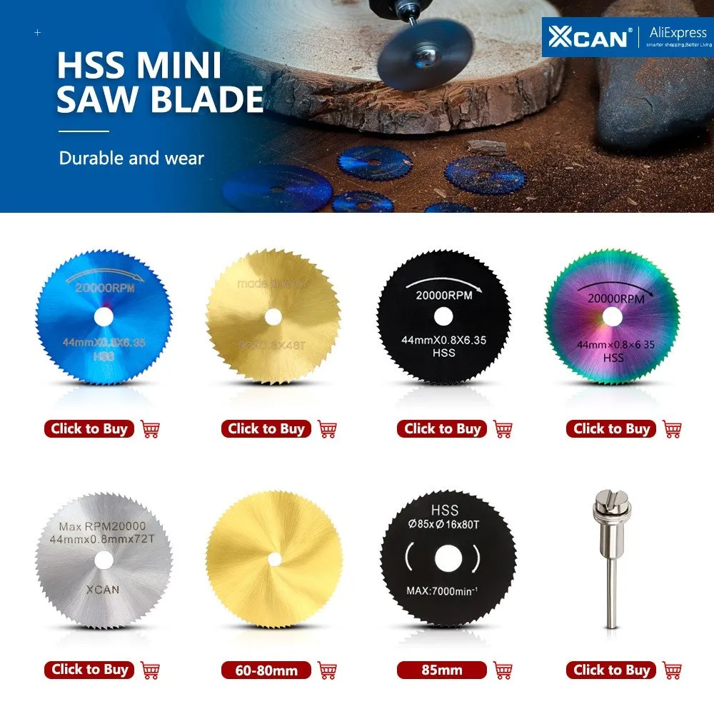 Xcan hss stahl sägeblatt mini kreissäge blatt fit auf dremel dreh werkzeuge abgeschnitten scheibe für holz pvc kunststoff 22 -60mm – Detail 1