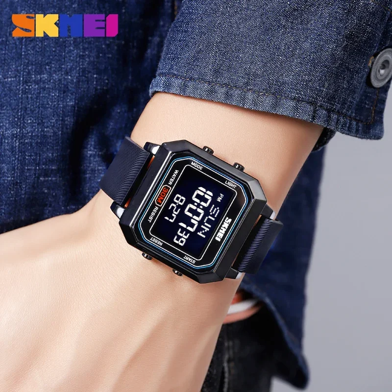 SKMEI 2150 LED Square Countdown Electronic Watch for Men Display Digital Sports Waterproof Mens Wristwatches Clock Reloj Hombre