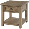 Monterey End Table - Reclaimed Natural Wood Finish- Coastal Style - with Shelf and Cabinet for Storage 1