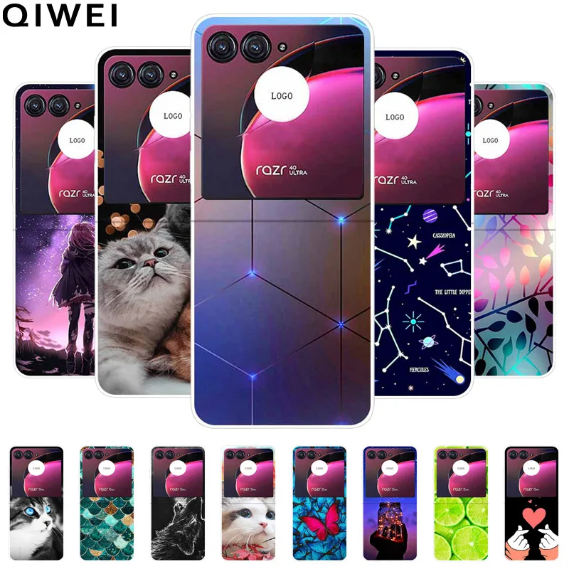 Per Moto Razr 40 Ultra 5G Case Clear Lovely Hard Pc Cover Posteriore Del Telefono Per Motorola Razr40 Ultra Custodie Razr 4 / Razr + / Razr4 Cats