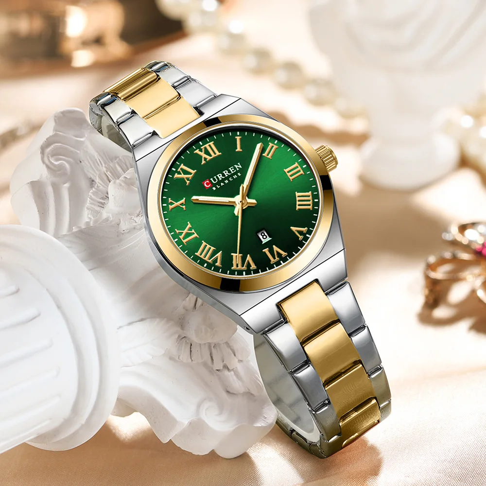 Montres pour femmes, tendance, dorées, en acier inoxydable, étanches, à quartz, cadeau romantique pour petite amie_voghion.com