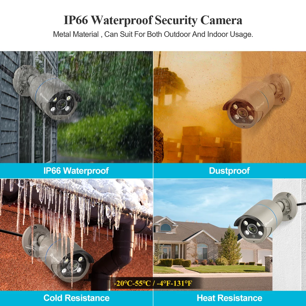 Techage 4MP Two Way Audio POE IP Camera H.265 IP66 Waterproof Outdoor Video CCTV Security Surveillance Camera for POE NVR System - 6