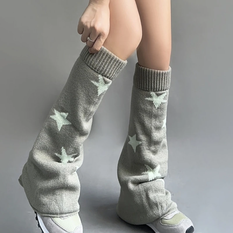 

Гетры для женщин и девушек, гетры в японском стиле "Лолита", вязаные длинные носки со звездами, Обложка для ног, чулки