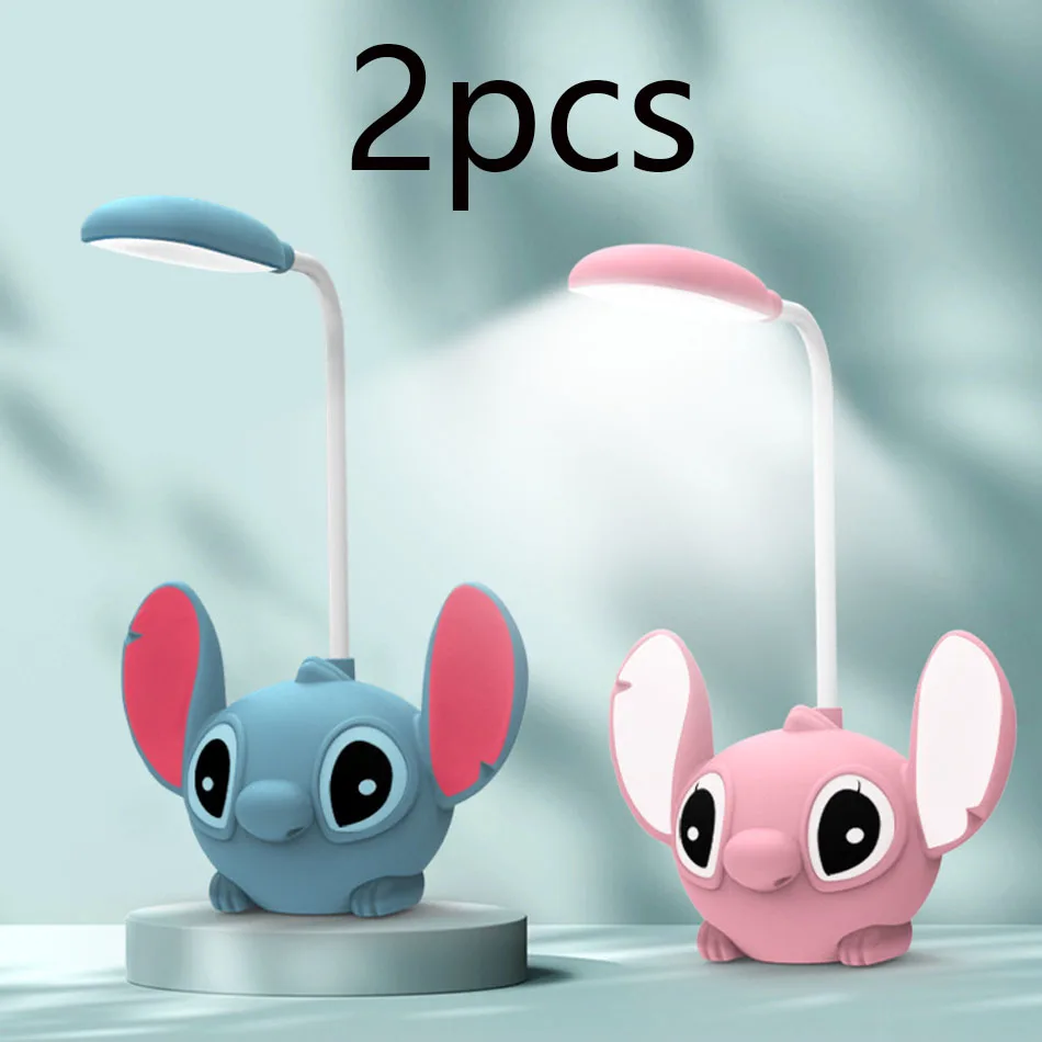 LED Lilo & 스티치 책상 램프, 연필 샤프너, 접이식 조명, 귀여운 책상 야간 조명, USB 충전 조명, 선물
