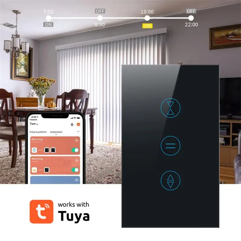 

Автоматизация дома, надежный эффективный удобный бесшовный переключатель для жалюзи Tuya Smart Us