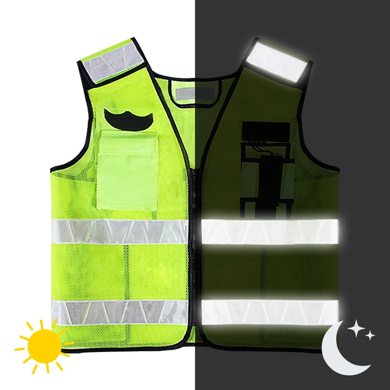 High Visibility Reflective Vest Mens Construction Worker Night Runner Safety