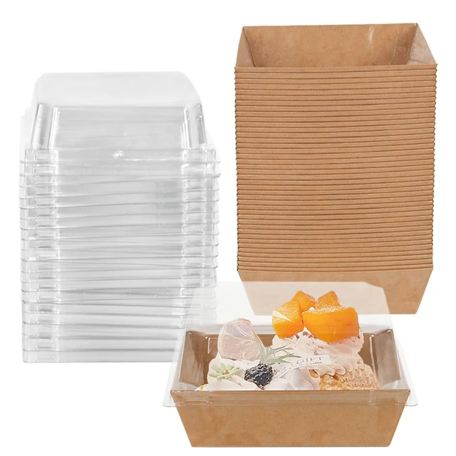 5Pcs Kraft Paper Gift Boxes with Clear Plastic Lid Cover Presents