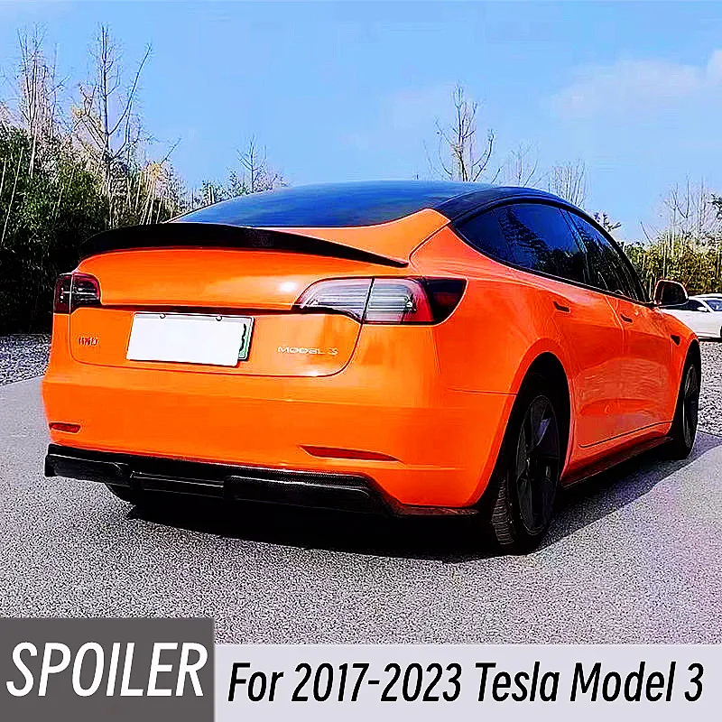 

For 2017-2023 Tesla Model 3 Real Carbon Fibe Car Rear Trunk Lid Lip BodyKit Spoiler Wings Tuning Exterior Accessories Part