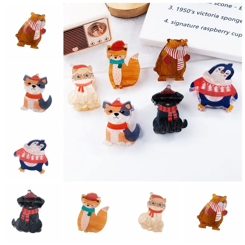 

Puppy Animal Dog Hair Claw Cute Bear Christmas Hat Hair Clip Christmas Shark Clip Cartoon Penguin Cat Hair Clip Female
