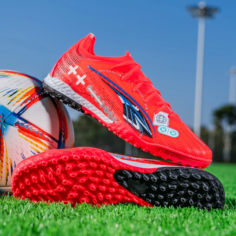 Men's Soccer Shoes Low-Tops Lace-Up Non-Slip Spikes Indoor Football Futsal TF Turf Cleats