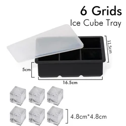 Silicone Ice Ball and Cube Maker with Lid - Versatile Freezer Mold - 2PCs (6 Grids Ice Cube)
