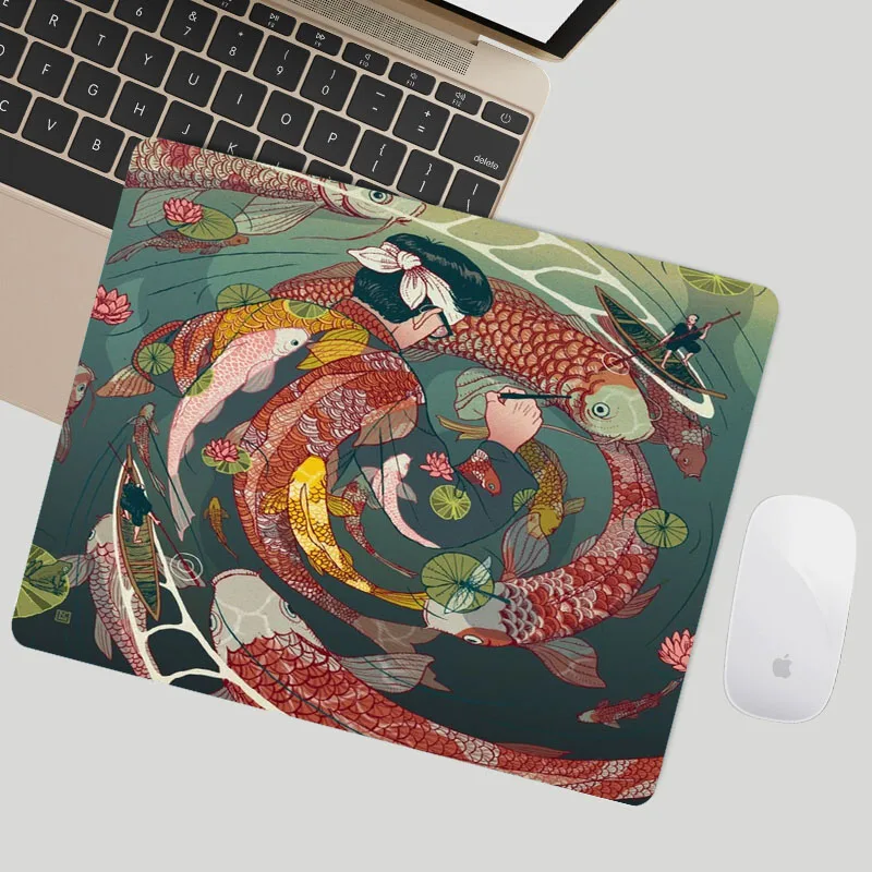 Japanese Mouse Pads For Wireless Mouse With Cute Funny Yin Yang Koi