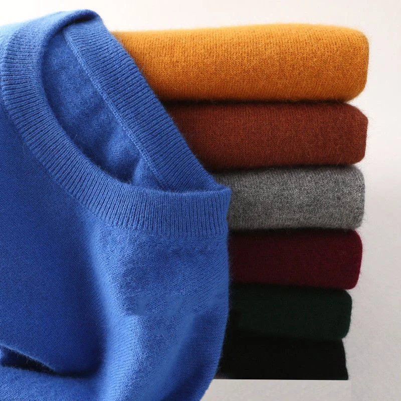 Men Cashmere Sweater O-collar Autumn Winter Soft Warm Jersey Jumper Pull Homme Hiver Pullover Knitted Wool Sweaters Plus Size