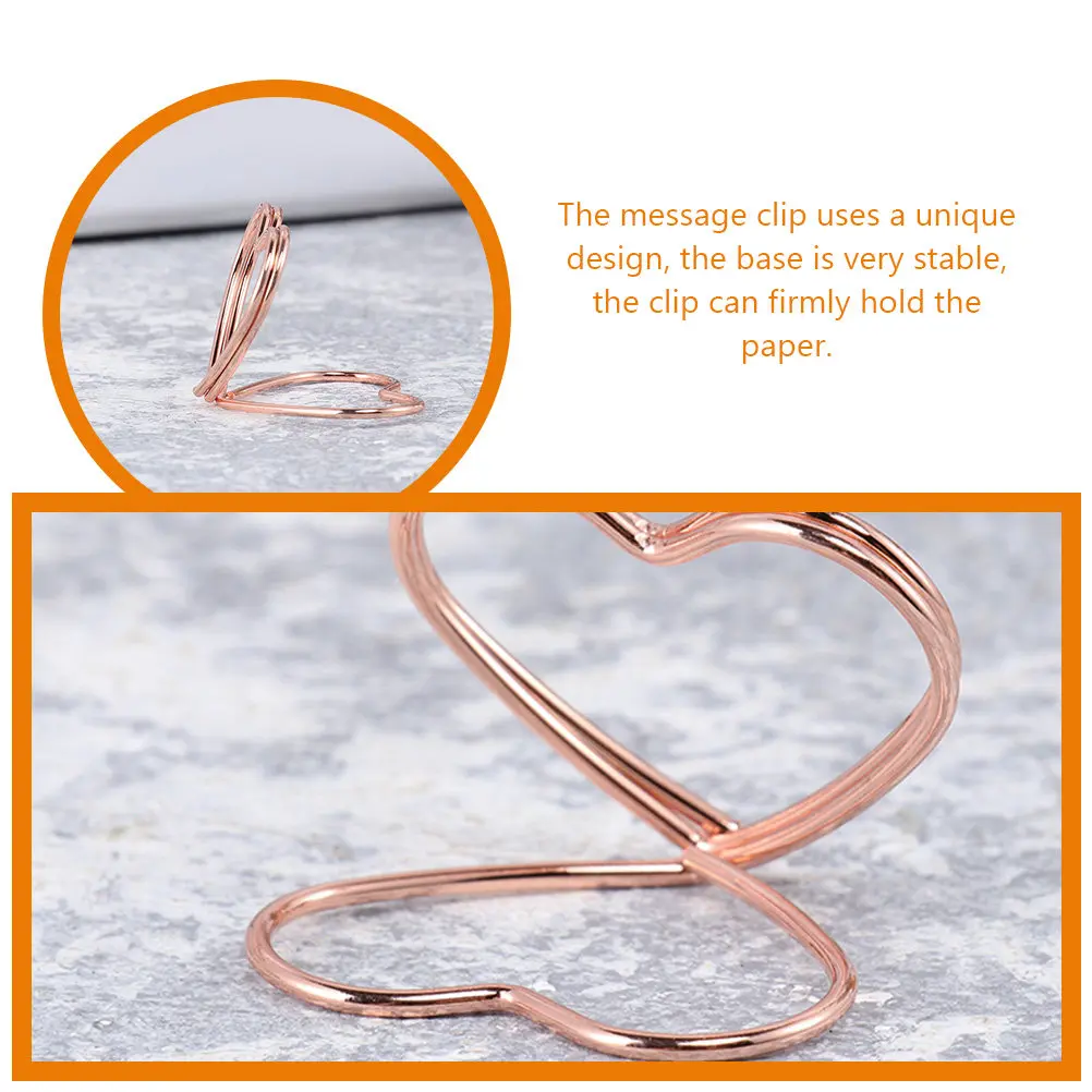 32Pcs 튼튼한 금속 메모 클립 하트 디자인 테이블 카드 홀더 이름 명판 카드 사진 센터피스 디스플레이 사무실용