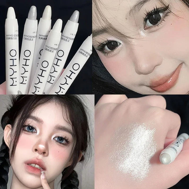 다이아몬드 펄 광택 화이트 하이라이터 라이닝 누에 펜, 글리터 아이라이너 펜슬, 방수, 오래 지속되는 샤이니 아이 스틱, 메이크업 