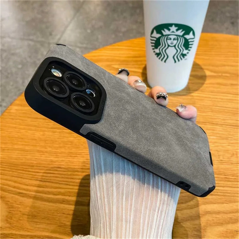 thumbnail image 1 of Funda protectora para cámara a prueba de golpes para iPhone 14 Pro Max 15 13 12 11 16 Pro X XR XS 7 8 Funda de cuero suave mate, 1 of 5