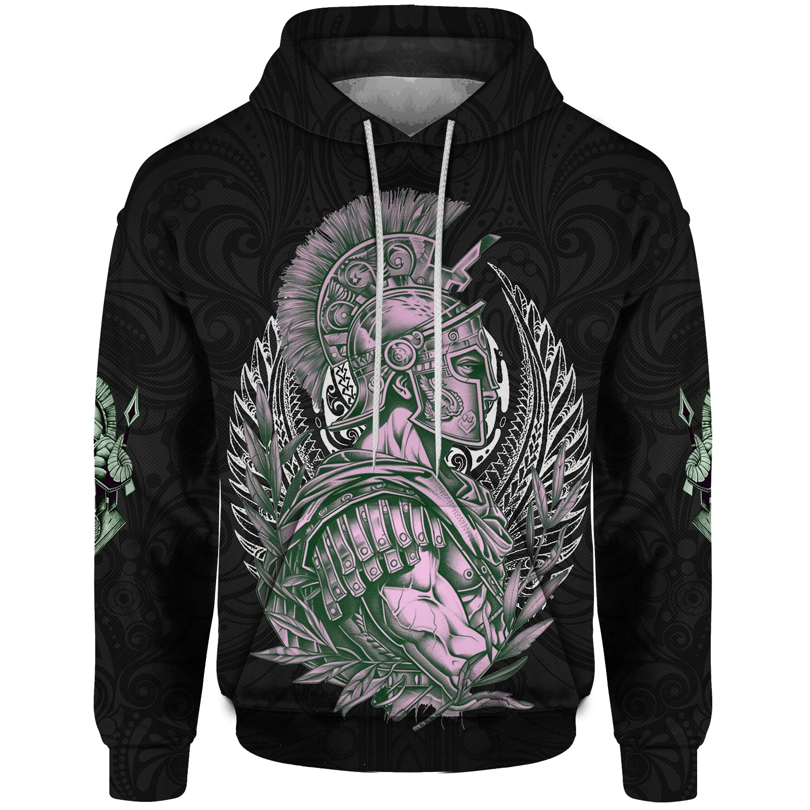 thumbnail image 1 of Sudadera con capucha informal de otoño para hombre, sudadera con capucha holgada de moda, sudaderas para hombre, sudaderas con capucha con estampado gráfico de caballero y armadura de guerrero para ho, 1 of 5