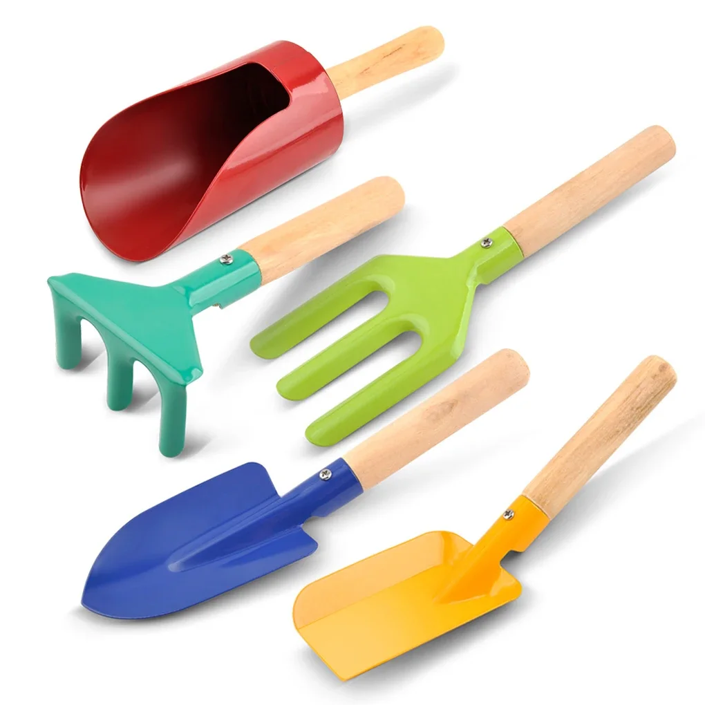 

6 Pieces Kids Gardening Tools Iron Rake Trowel Planting Parent-child Activities Playing Sand Toys Supplies Gifts