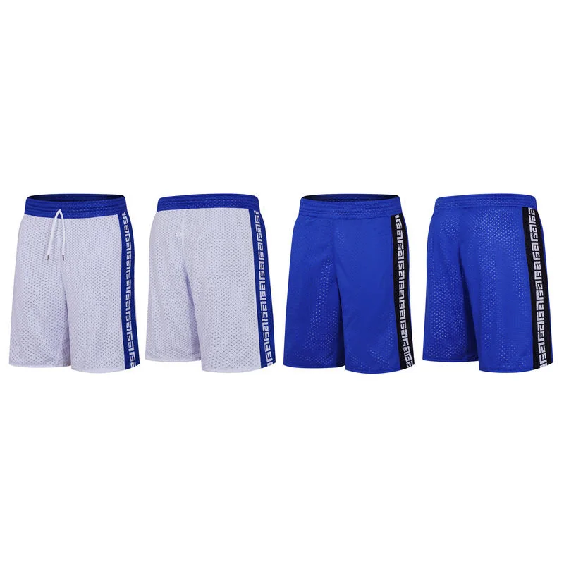 

Men's Reversible Basketball Shorts with Pockets Two Face Wear Summer Sports Shorts 100% Polyester Dry Fit Holes Material Shorts