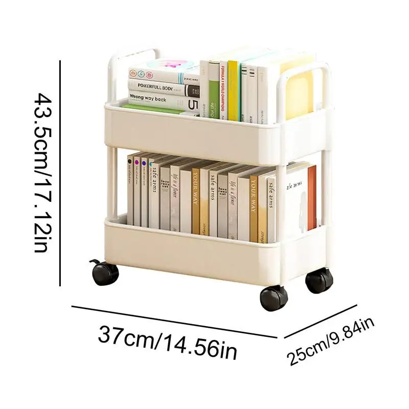 Melody House 2-Tier Metal Rolling Utility Cart With Cover Board - White Mobile Storage Organizer, 150 Lb Capacity - View #10