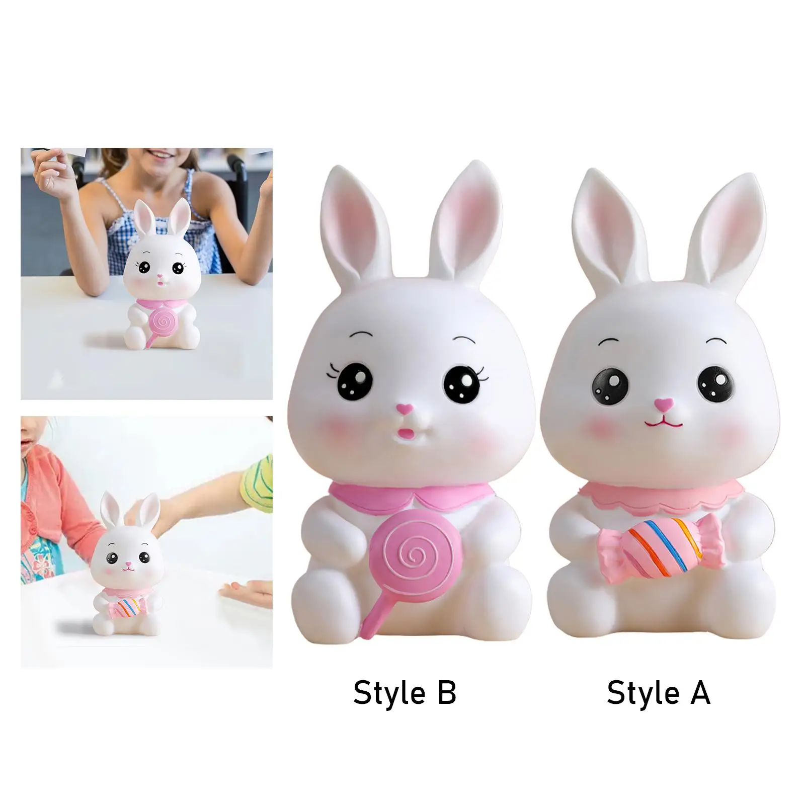 Money Bank Decorative Table Decoration Adorable Change Box Animal Statue Bunny Statue Money Saving Pot for Boys and Girls