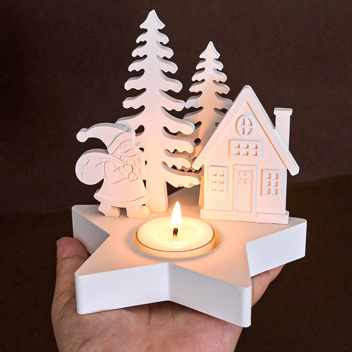 Weihnachten Dekor Stern Kerzenhalter Silikonform DIY Weihnachtsbaum Engel Elch Weihnachtsmann Kerzenständer Gips Harz Handwerk Formen