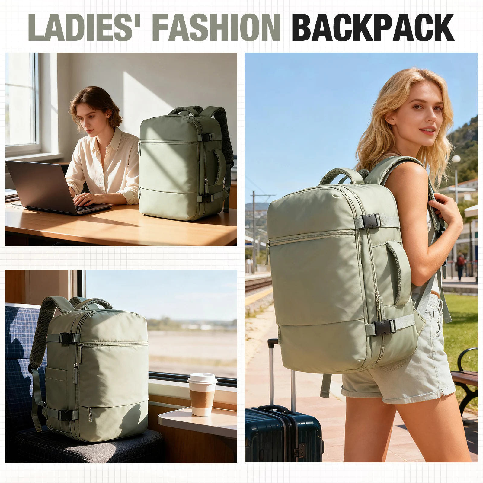 Hand Luggage Bag, 40x30x20 Carry-On Backpack Duffel Bag, Rucksack Travel Backpack For Women Men Medium Business Work Lightweight