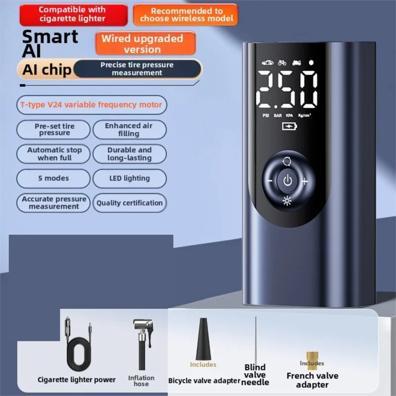 DERLSSIN | Wireless Portable High Pressure Tire Inflator with Tire Pressure Gauge