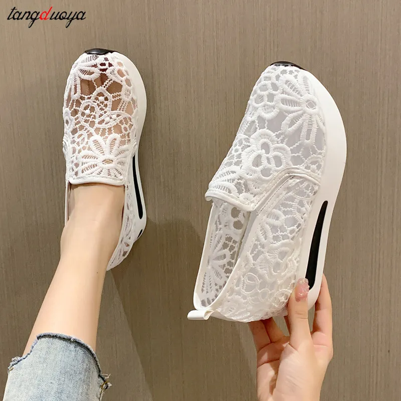 Lace Women Shoes 2023 Spring Summer Wedges Shoes for Women Black White