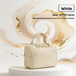 Spacious Water - Resistant Makeup and Toiletry Organizer with Wide Opening and Handle (Beige)