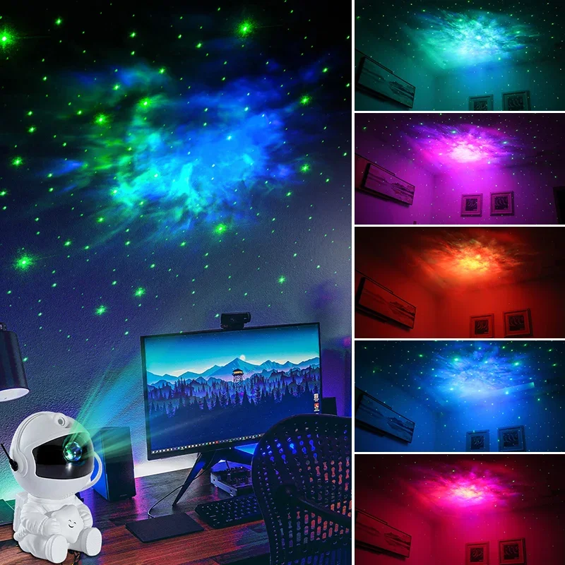 Creative and Cute Colorful Night Light Guitar Astronaut Starry Sky Light Full of Stars LED Laser Atmosphere Projection led laser projection light
